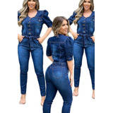 Macacão Macaquinhos Femininos Jeans Modelador Moda Plus Size