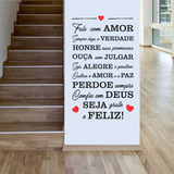 Adesivo Parede Frase Fale Com Amor Honre Ouça Perdoe Paz