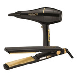 Kit Babyliss Pro Nano Titanium Plancha + Secador Negro Dorad