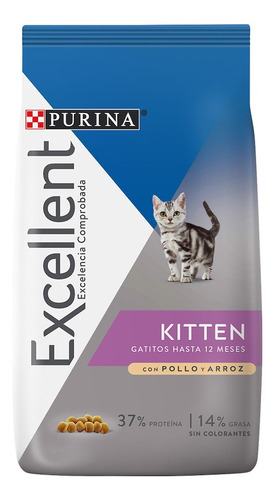 Excellent Gato Kitten Con Pollo Y Arroz X 7.5 Kg
