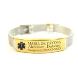 Pulseira Identificação Personalizada Idosos Alzheimer Casal