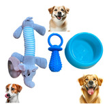 Kit 3 Brinquedos Pet Para Cachorro Pelucia Tigela , Chupeta