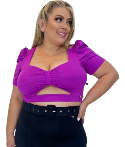 Conjunto Cropped + Calça C/cinto Plus Size Qbgirls Lançameto