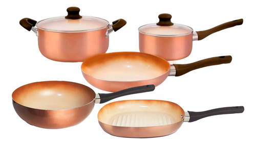 Set Olla Cacerola Sarten Wok Bifera 2mm Hudson Ceramica Bz3