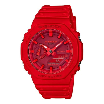 Reloj pulsera Casio GA-2100 con correa de resina color rojo - fondo bordó | Meses sin interés
