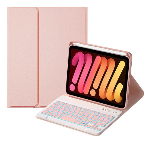 Funda Rosa Soporte Teclado Portalapiz Para iPad Mini 6 8....