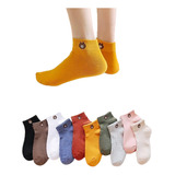 10 Pares De Calcetines De Color Liso Con Forma De Oso Para M