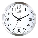 Reloj Pared Metal Siklos Gc1001 25cm Silencioso Relojesymas Color De La Estructura Plateado Color Del Fondo Blanco