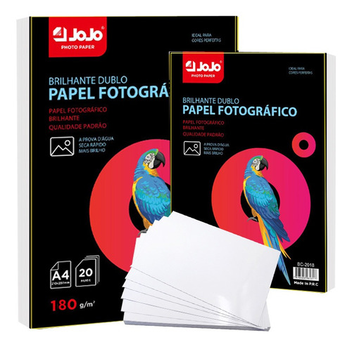 200 Fls Papel Foto Dupla Face Glossy 180g A4 Brilho Oferta