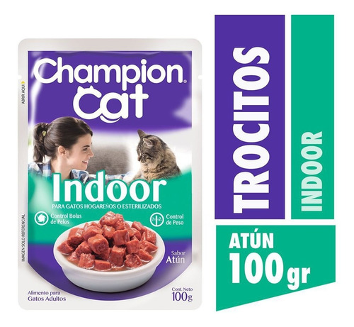 Champion Cat Trocitos En Salsa Indoor 100gr X24 Und | Mdr