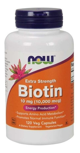 Now Foods | Biotin | 10mg | Extra Strength | 120 Veg Caps