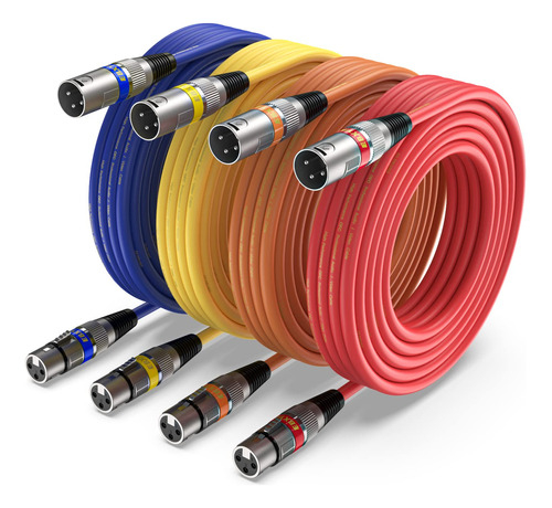 Ebxya Paquete De 4 Cables Xlr De 15 Pies - Cable De Micrfono