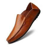 Mocasines Para Hombre Zapatos De Cuero Sin Cordones