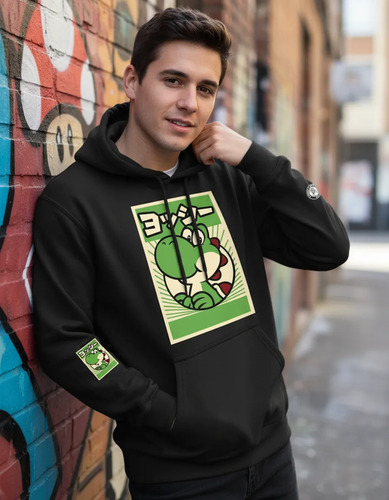 Sudadera Negra Super Mario Bros Yoshi