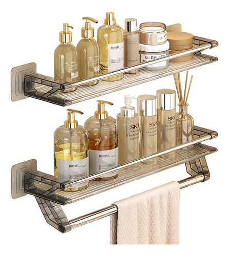 Set De 2 Estante Organizador Accesorios De Baño Con Adhesivo