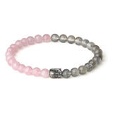 Pulsera Piedra Natural Labradorita Y Cuarzo Rosa Buda 6mm