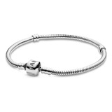 Brazalete Cadena De Serpiente Con Cierre Pandora Moments Color Plata Talla 19 Cm