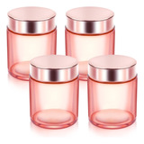 Cositina Paquete De 4 Tarros De Vidrio Rosa De 3.4 Onzas Con