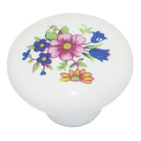 8 Puxador Porcelana Redondo Floral Gaveta Italy Line Il7016