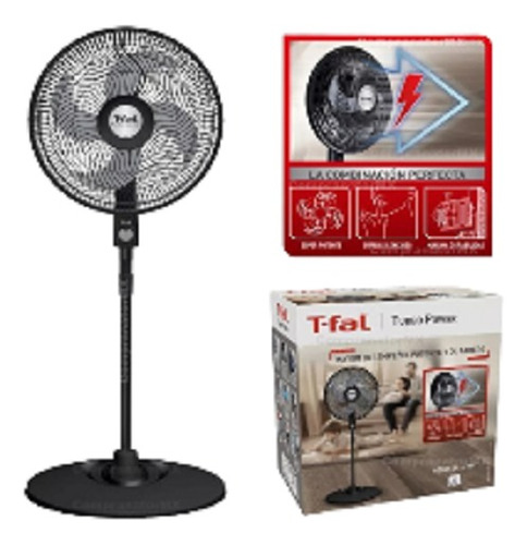 Ventilador T-fal Piso Pie Pedestal 4 Aspas Silencioso Turbo