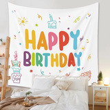 Tapiz De Pared Manta Decorativa Diseño Happy Birthday