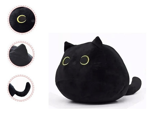 Almohada De Peluche De Gato Negra De 40 Cm, Cojín Para Sofá