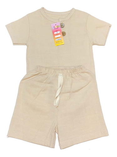 Conjunto De Bebe De Lino Remera Y Short Fiestas Verano