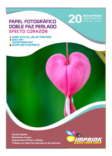 Papel Fotografico Doble Faz Perlado (corazon) A4/260gr/20hj 