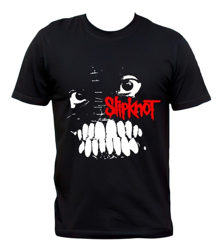Remera Negra Slipknot Máscara Metal 100% Algodón