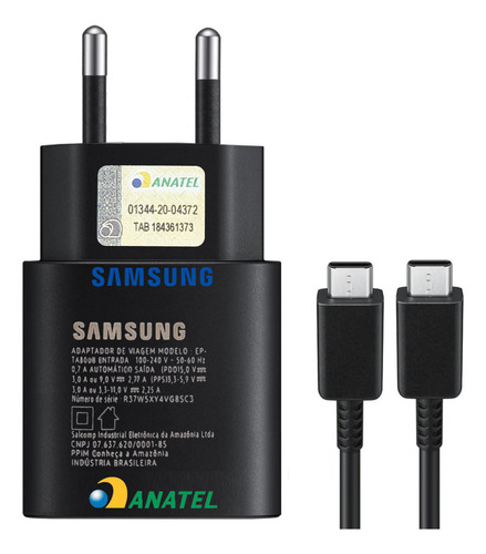 Carregador Original Samsung 25w A53 M53 M2 A52 A73 A72 A22 