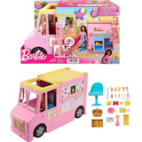 Caminhão De Limonada De Praia Barbie 20+ Peças Mattel Hpl71 Cor Rosa E Amarelo