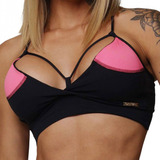 Top Everest Preto Com Rosa Neon Moving