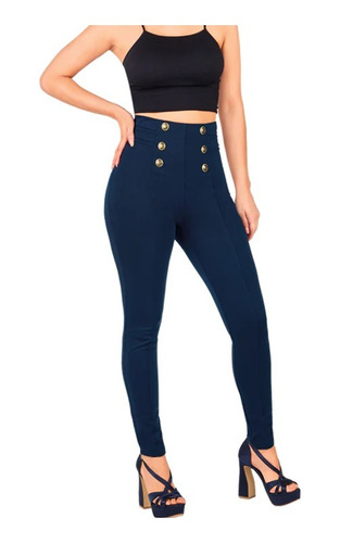 Legging Dama Azul Marino Con Botones 970-10