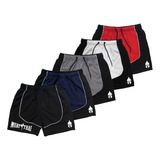 Kit 5 Shorts Masculino Muay Thai Duas Cores Elastano Treinos