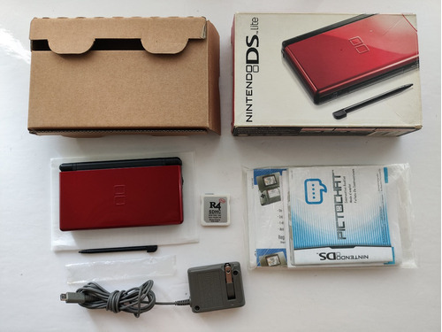 Nintendo Ds Lite Red Black + Stylus + R4 + Cargador + Caja