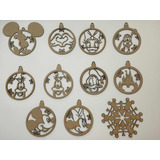 12 Esferas Navideñas Temática Disney Mickey Minnie Mdf