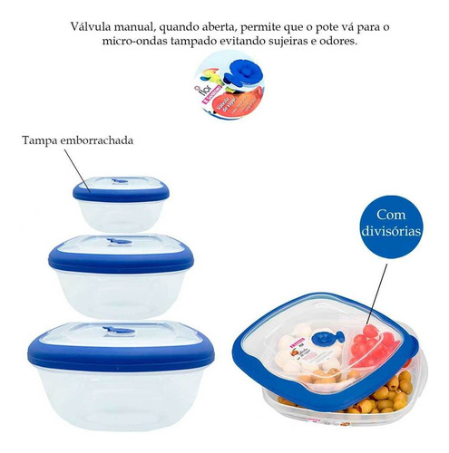 4 Pote Marmita Vasilha Mantimentos Fruta Salada Comida 