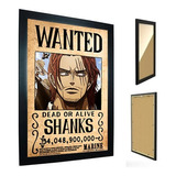 Quadro C/ Moldura One Piece - Cartaz De Procurado Shanks Cor Preto