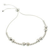 Pulsera De Plata 925 Regulable Bolitas Ajustable Doble