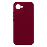 Capa  Aveludada Vinho P/ Realme C30 6.5 + Película Vidro 3d