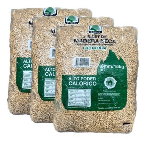 Pack 3 Bolsas De Pellet De Madera 15kg 