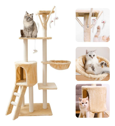 Torre Para Gatos Arbol Para Gatos  Con Poste Rascador Y Casa