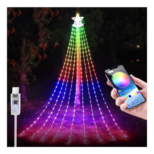 Luz De Hadas Con Forma De Estrella Para Árbol De Navidad Rgb