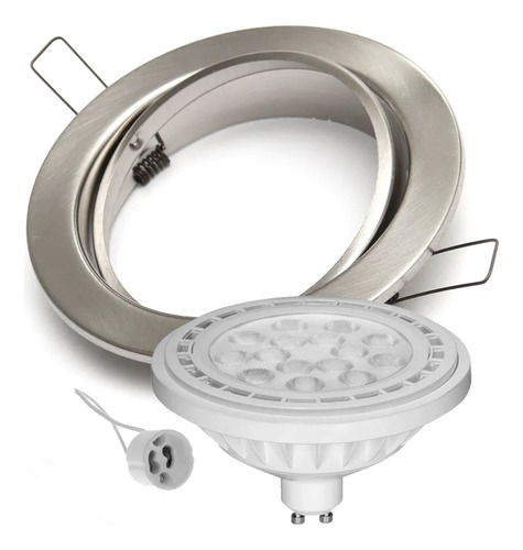 Spot Embutir Ar111 Acero Platil Con Led 11/12w Dimerizable