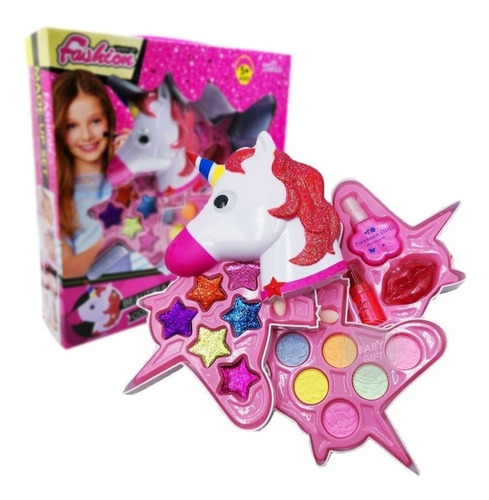 Set Kit Maquillaje Unicornio Niña Rosado Juguete Princesas