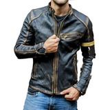 Chaqueta De Cuero De Cuello Alto Punk Motorcycle