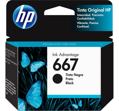 Cartucho Tinta Original Hp 667 Preto Deskjet 6476 2376 2776 