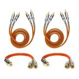 02 Cabo Rca 1 Metro + 2 Cabos Y 1f/2m Blindado Conector Ouro