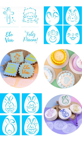 Mini Stencil Decorativo Pascoa Bolos Confeitaria Bluestar