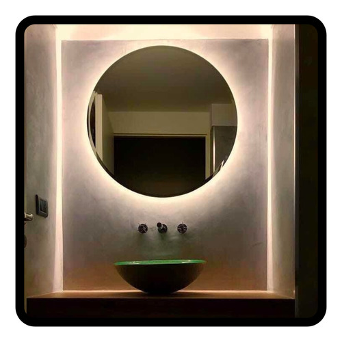 Espejo Luz Led 60 Cm Biselado Redondo Para Baño Accesorios